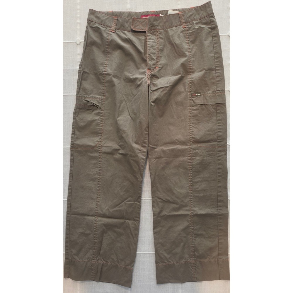Unionbay Vintage Cargo Pants Olive Green Orange Stitching Y2K Utility Size 7